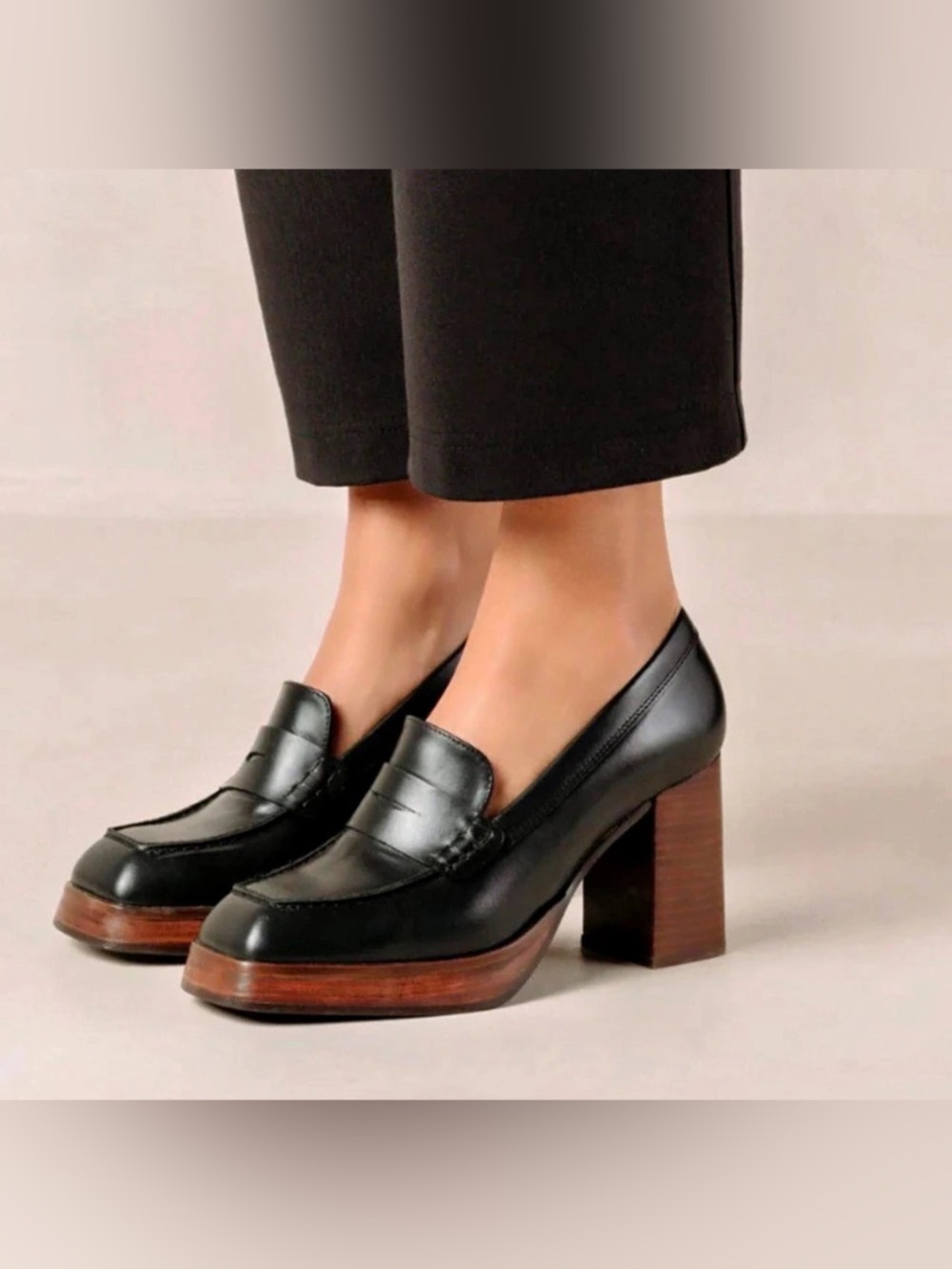 ALOHA  Busy Black Platform Loafers EU 37